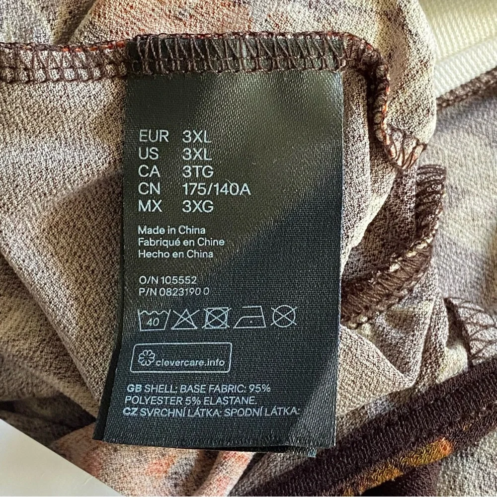 H&M Womens Long Sleeve Brown Red Floral Dress Size 3XL NWT Ruching Bodycon - Picture 12 of 13